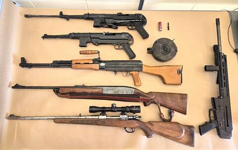 Photo of the firearms seized by police.